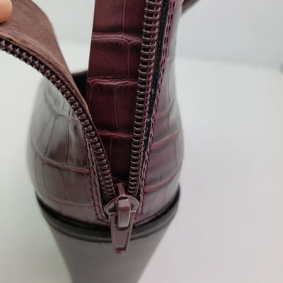 Dolce Vita DV Womens Size 9 Burgundy Suede Croc 3.5&quot; Heel Ankle Bootie Shoes