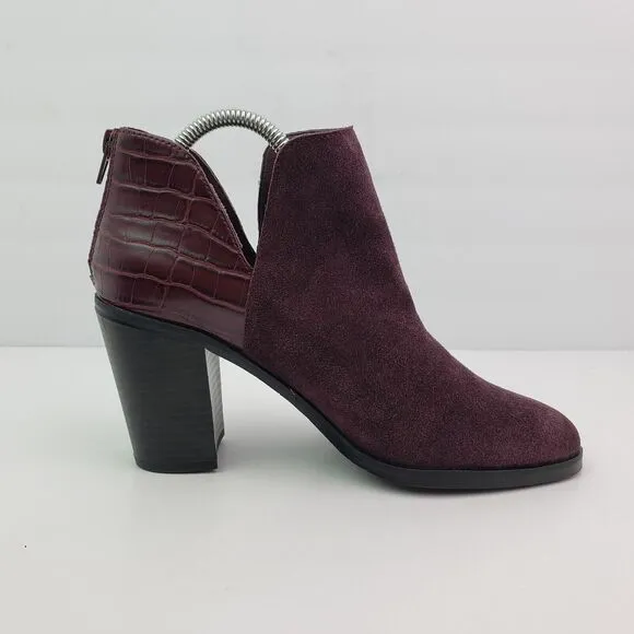 Dolce Vita DV Womens Size 9 Burgundy Suede Croc 3.5&quot; Heel Ankle Bootie Shoes