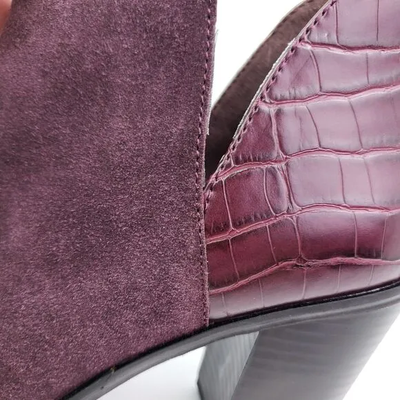 Dolce Vita DV Womens Size 9 Burgundy Suede Croc 3.5&quot; Heel Ankle Bootie Shoes