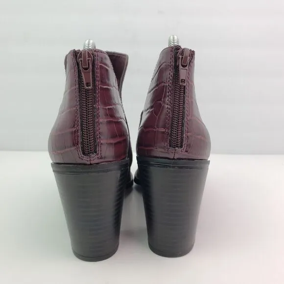 Dolce Vita DV Womens Size 9 Burgundy Suede Croc 3.5&quot; Heel Ankle Bootie Shoes
