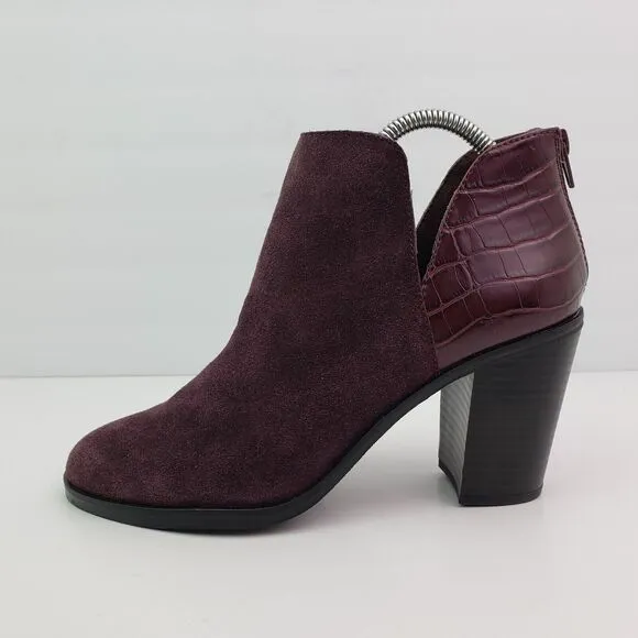 Dolce Vita DV Womens Size 9 Burgundy Suede Croc 3.5&quot; Heel Ankle Bootie Shoes