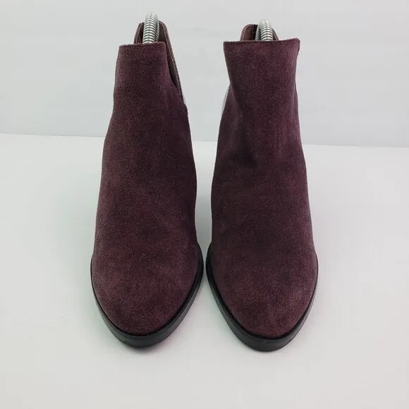 Dolce Vita DV Womens Size 9 Burgundy Suede Croc 3.5&quot; Heel Ankle Bootie Shoes