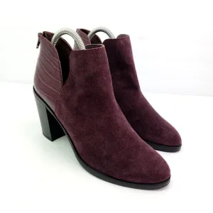 Dolce Vita DV Womens Size 9 Burgundy Suede Croc 3.5&quot; Heel Ankle Bootie Shoes