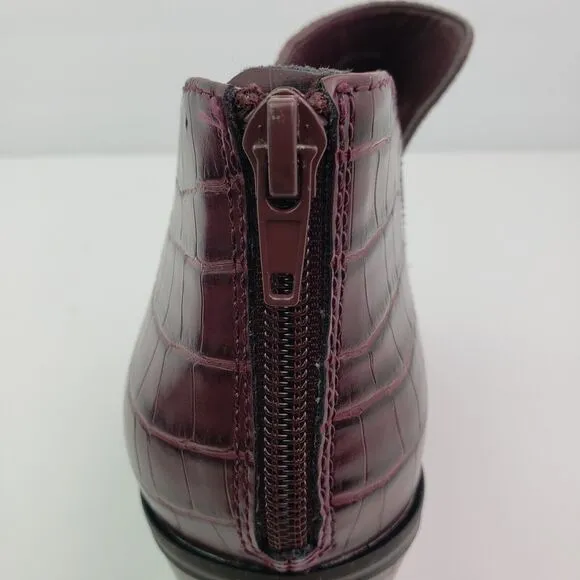 Dolce Vita DV Womens Size 9 Burgundy Suede Croc 3.5&quot; Heel Ankle Bootie Shoes
