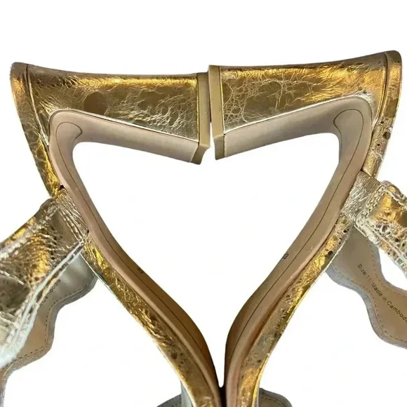Dolce vita ILVA heels distressed gold leather women’s 11 slip on strap holiday