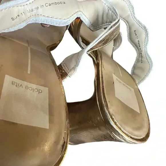 Dolce vita ILVA heels distressed gold leather women’s 11 slip on strap holiday