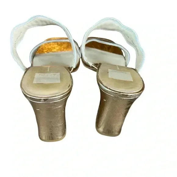 Dolce vita ILVA heels distressed gold leather women’s 11 slip on strap holiday