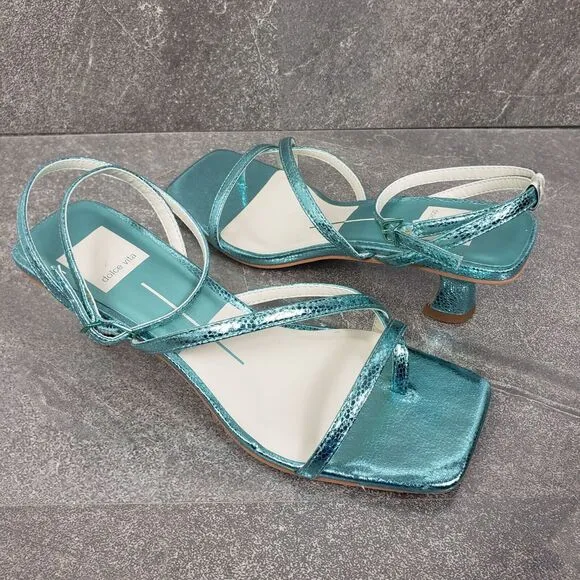 Dolce Vita Sandals Womens 6 M Baylor Electric Blue Strappy Kitten Heels Shoes