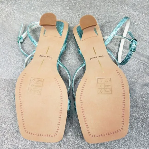 Dolce Vita Sandals Womens 6 M Baylor Electric Blue Strappy Kitten Heels Shoes