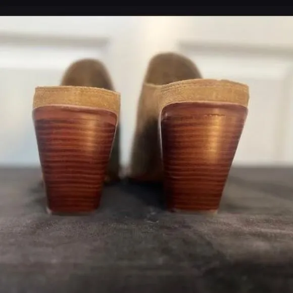 Dolce Vita Western Suede Heeled Mules in Brown from Anthropologie - Size 9 - NWT