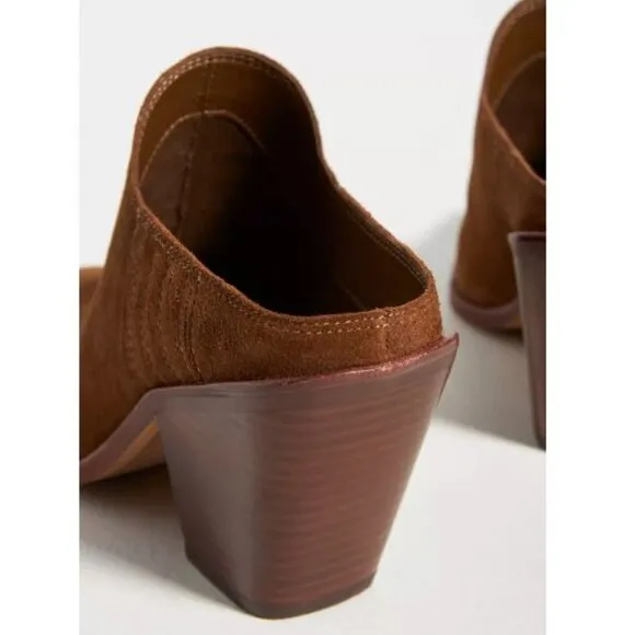 Dolce Vita Western Suede Heeled Mules in Brown from Anthropologie - Size 9 - NWT