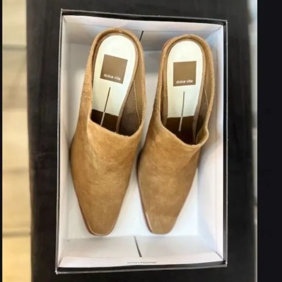 Dolce Vita Western Suede Heeled Mules in Brown from Anthropologie - Size 9 - NWT