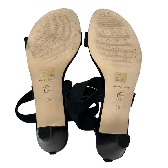 Donald J Pliner Vona Black Strappy Stretch Heel Sandals Size 8