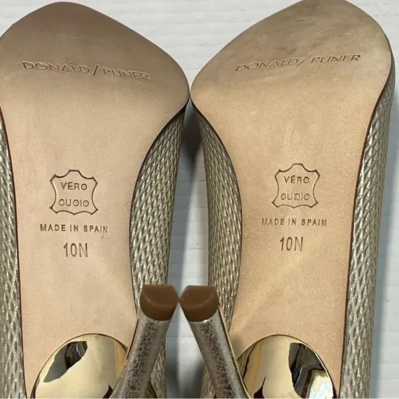 Donald Pliner Torin Platino Metallic Brush Off Leather Heels Women’s‎ 10N NIB