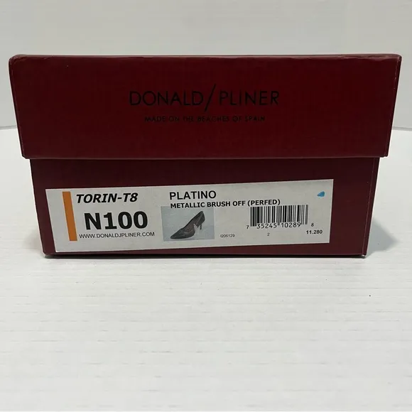 Donald Pliner Torin Platino Metallic Brush Off Leather Heels Women’s‎ 10N NIB