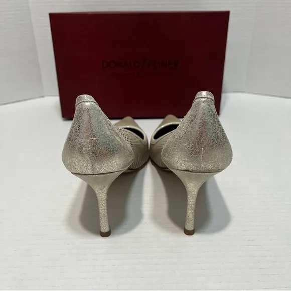 Donald Pliner Torin Platino Metallic Brush Off Leather Heels Women’s‎ 10N NIB