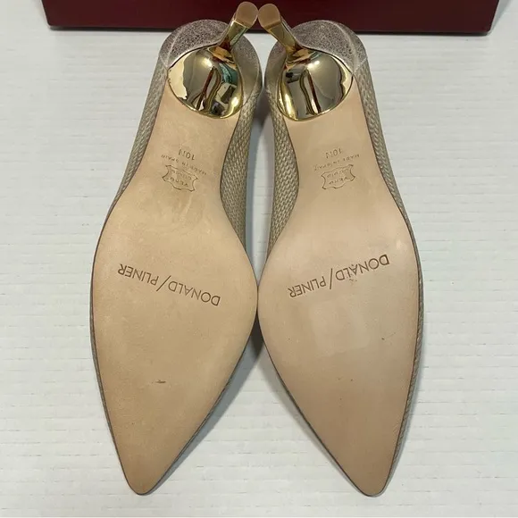 Donald Pliner Torin Platino Metallic Brush Off Leather Heels Women’s‎ 10N NIB