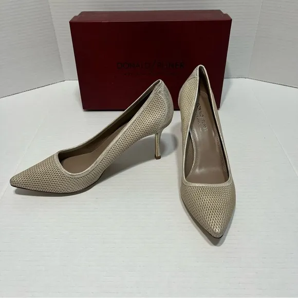 Donald Pliner Torin Platino Metallic Brush Off Leather Heels Women’s‎ 10N NIB