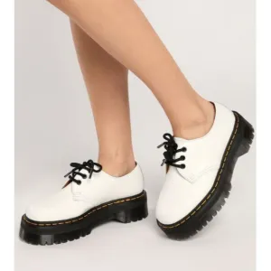 DR. MARTENS 1461 Quad Platform Shoe Oxford White Smooth Leather Womens US 9 M 8