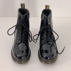 Dr. Martens Black LaceUp Patent Leather Boots Combat Unisex Excellent Condition