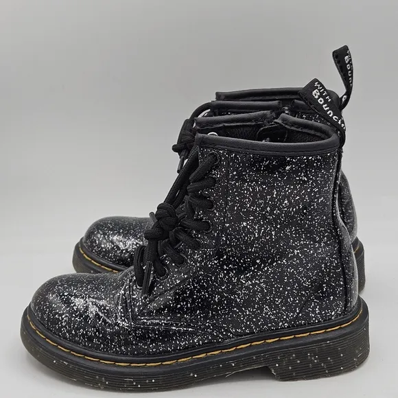 Dr Martens Classis Black Silver Glitter Combat Boots Size 12
