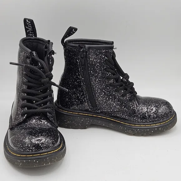 Dr Martens Classis Black Silver Glitter Combat Boots Size 12