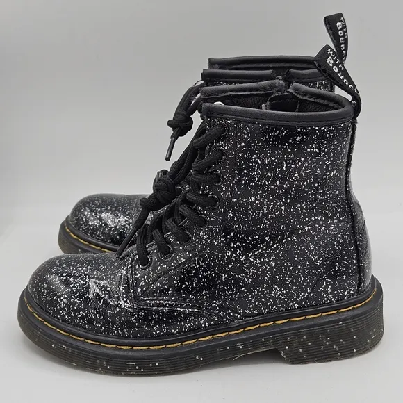 Dr Martens Classis Black Silver Glitter Combat Boots Size 12