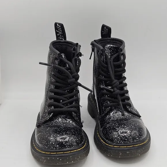 Dr Martens Classis Black Silver Glitter Combat Boots Size 12