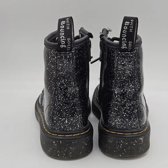 Dr Martens Classis Black Silver Glitter Combat Boots Size 12