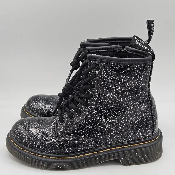 Dr Martens Classis Black Silver Glitter Combat Boots Size 12