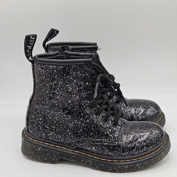 Dr Martens Classis Black Silver Glitter Combat Boots Size 12