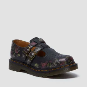 Dr. Martens Floral Black Leather Mary Jane Shoes