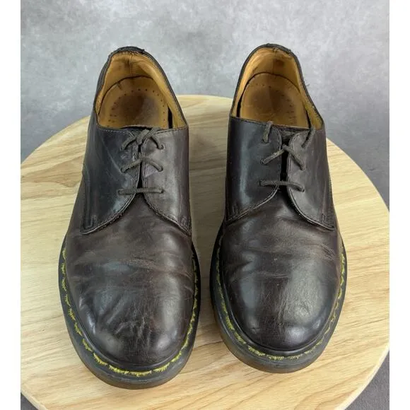 Dr. Martens Mens Brown Distressed Leather Shoes 11823 Size 10