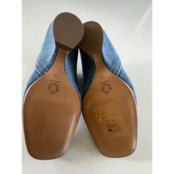 DRIES VAN NOTEN Blue Denim Mules shoes size 38