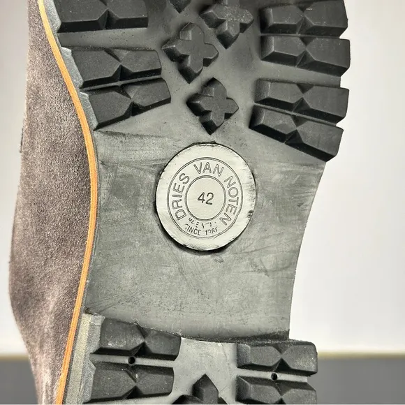 Dries Van Noten Gray Suede Derby Shoes NEW