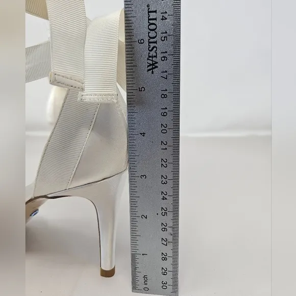 Dune London Womens Bridal Shoes Sz 6 Clarett Ivory Satin Embellished Tie Ankle