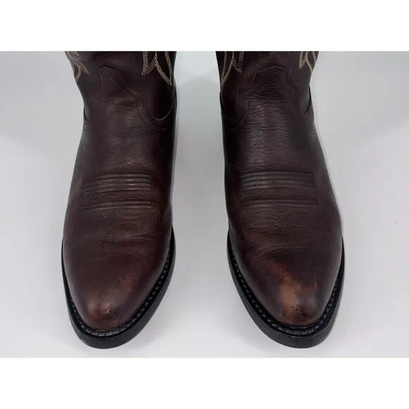 Durango Men's Cowboy Boots Brown Size 9D Contrast Stitching Distressed Western
