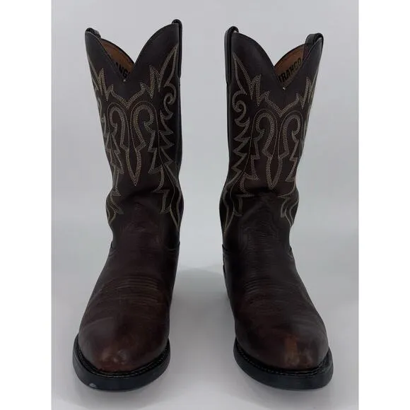 Durango Men's Cowboy Boots Brown Size 9D Contrast Stitching Distressed Western