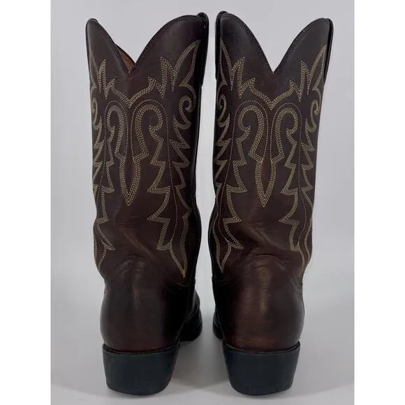 Durango Men's Cowboy Boots Brown Size 9D Contrast Stitching Distressed Western