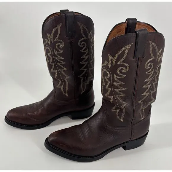 Durango Men's Cowboy Boots Brown Size 9D Contrast Stitching Distressed Western