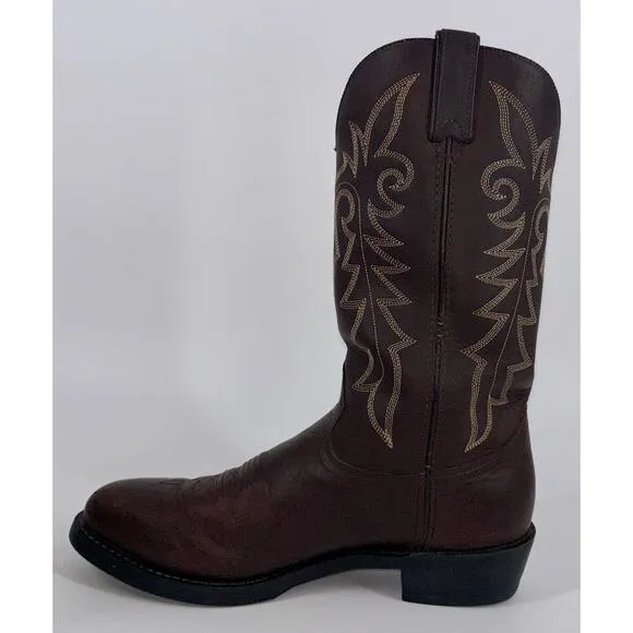 Durango Men's Cowboy Boots Brown Size 9D Contrast Stitching Distressed Western
