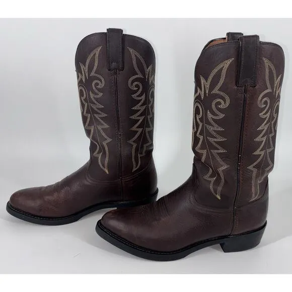 Durango Men's Cowboy Boots Brown Size 9D Contrast Stitching Distressed Western
