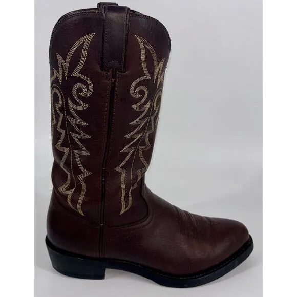 Durango Men's Cowboy Boots Brown Size 9D Contrast Stitching Distressed Western