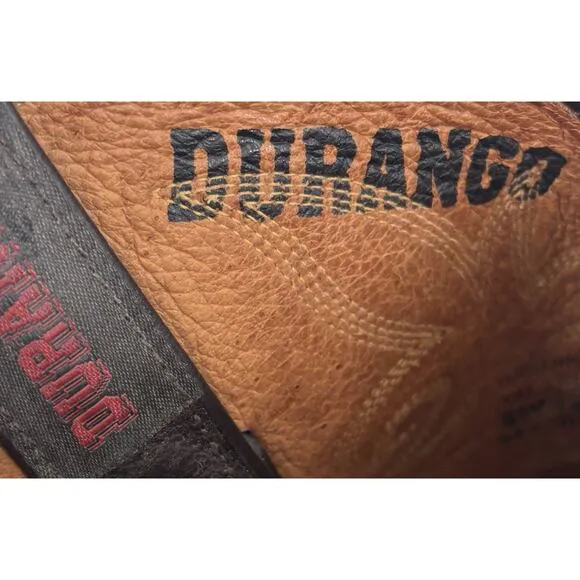 Durango Men's Cowboy Boots Brown Size 9D Contrast Stitching Distressed Western
