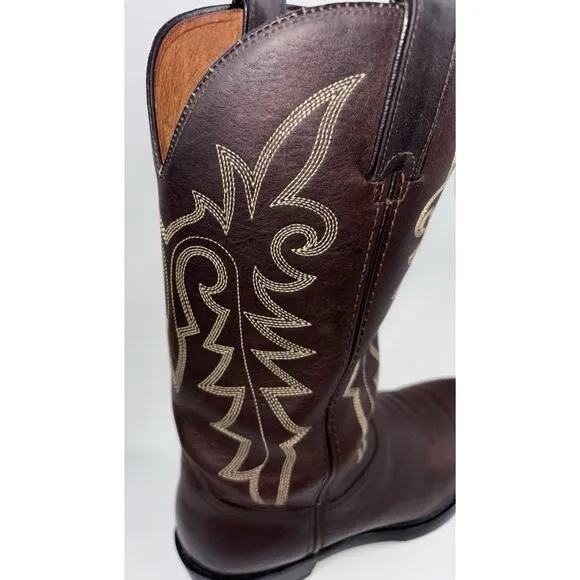 Durango Men's Cowboy Boots Brown Size 9D Contrast Stitching Distressed Western