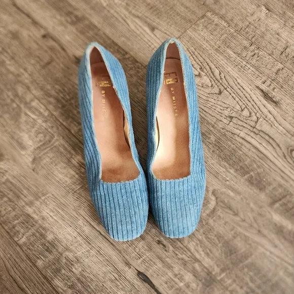 E8 By Miista Size 36 Blue Corduroy Block Heel