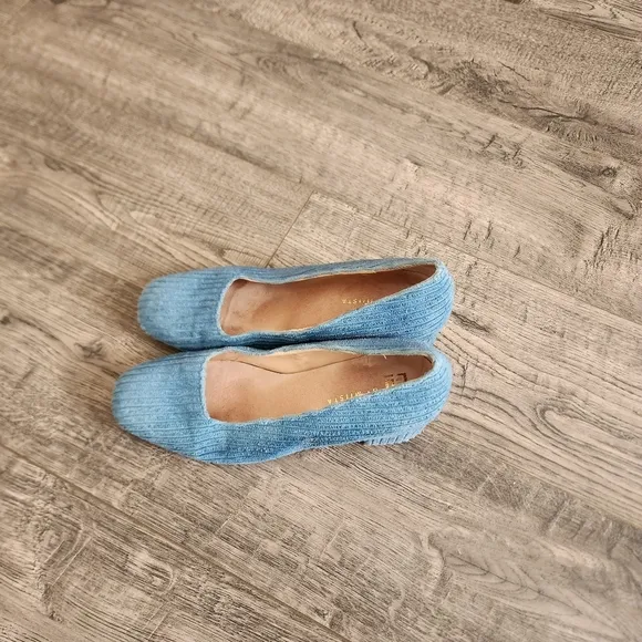 E8 By Miista Size 36 Blue Corduroy Block Heel