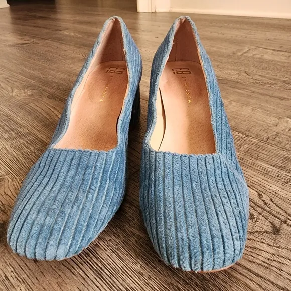 E8 By Miista Size 36 Blue Corduroy Block Heel