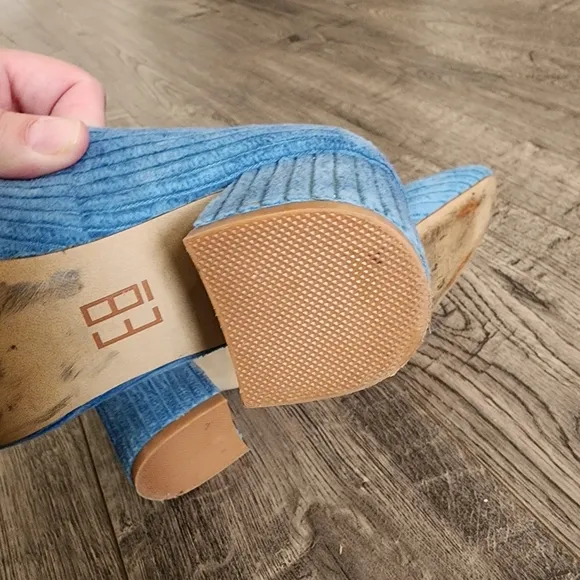 E8 By Miista Size 36 Blue Corduroy Block Heel