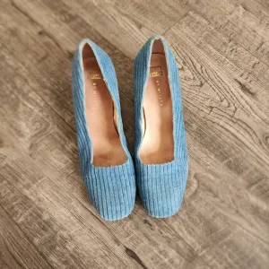 E8 By Miista Size 36 Blue Corduroy Block Heel